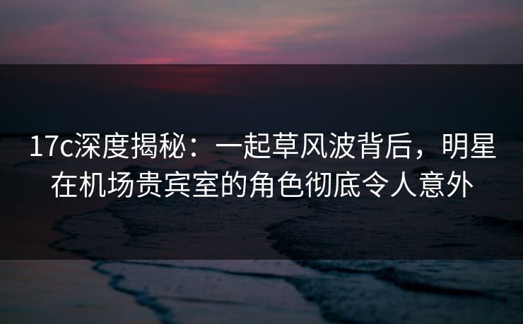 17c深度揭秘：一起草风波背后，明星在机场贵宾室的角色彻底令人意外