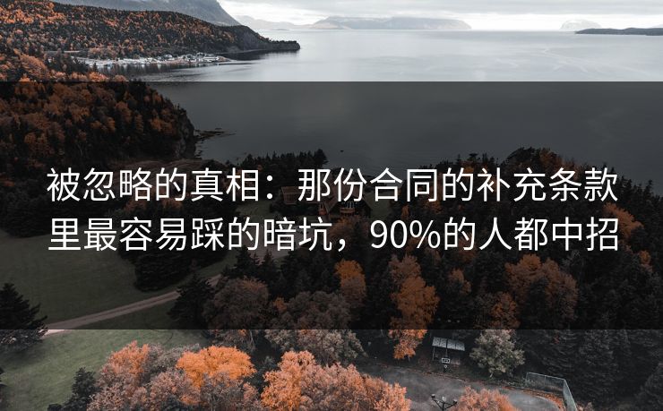 被忽略的真相：那份合同的补充条款里最容易踩的暗坑，90%的人都中招